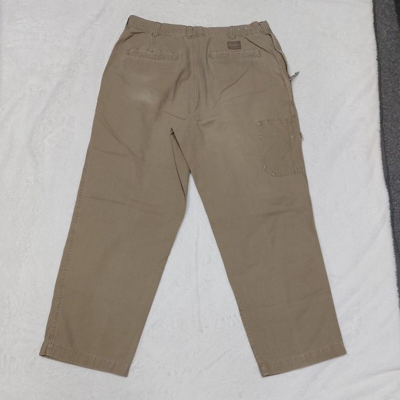 COLUMBIA Canvas Men's Outdoor Hiking Pants Size 36x30 Flat Front Tan Khaki - Picture 11 of 13